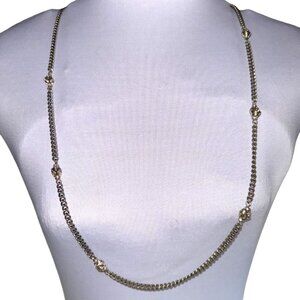 Gold-Tone LOFT Long Chain Necklace With Rhinestone Accents & Lobster Clasp